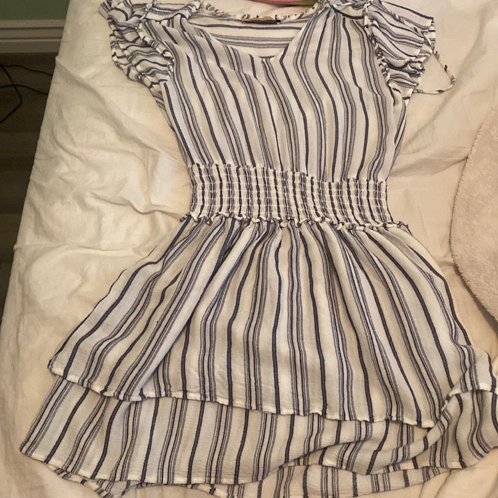 Striped blue and white dress